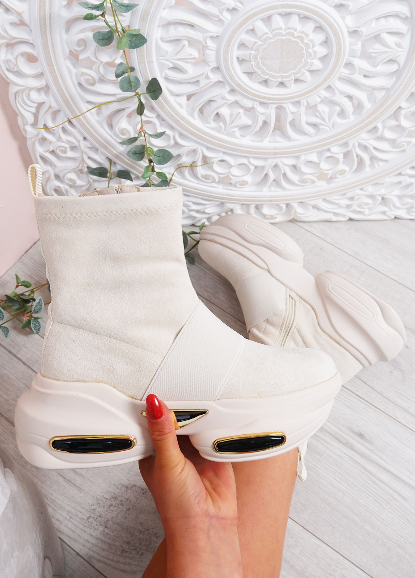 Zahra Beige Ankle Boots