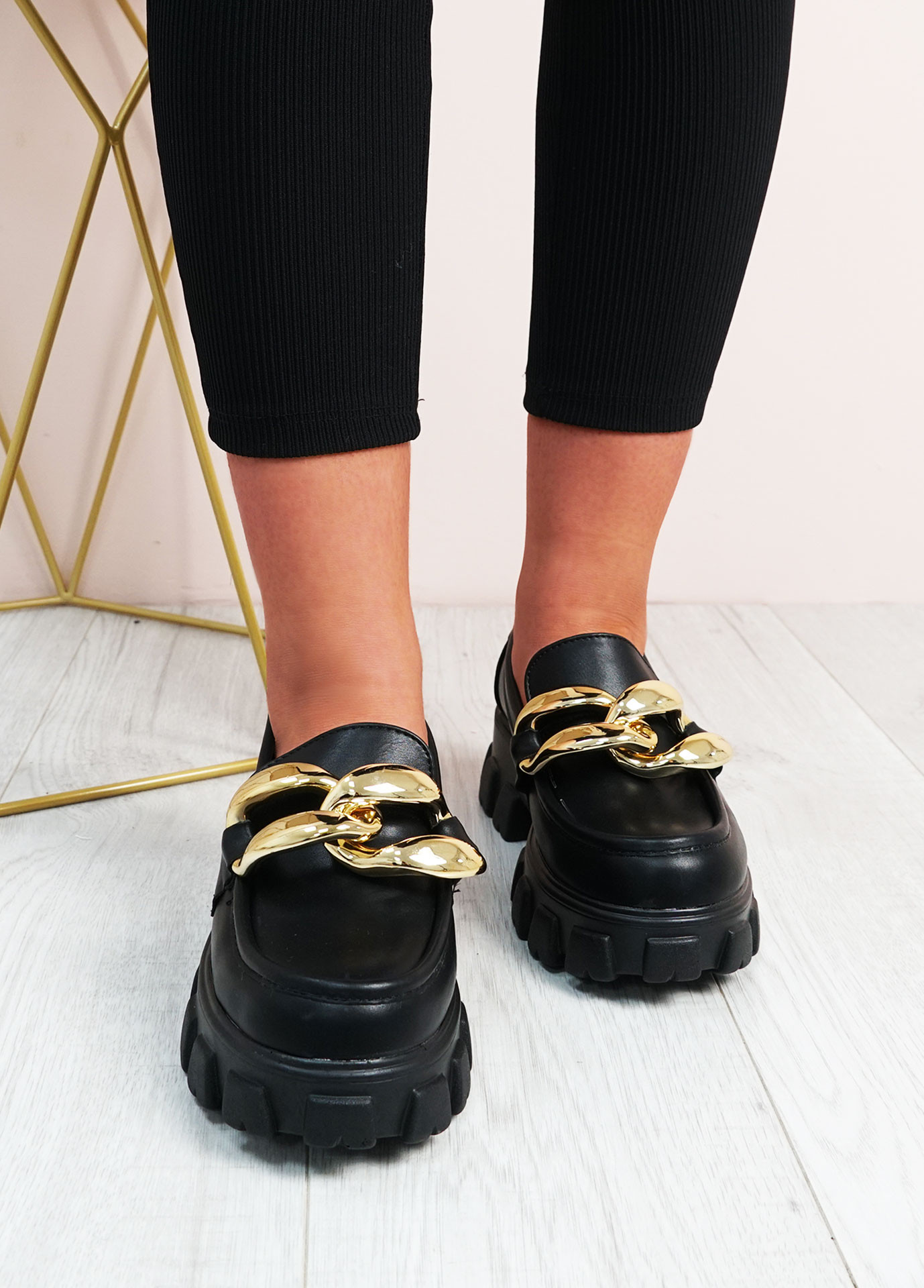 Nellie Black Chunky Sole Pumps