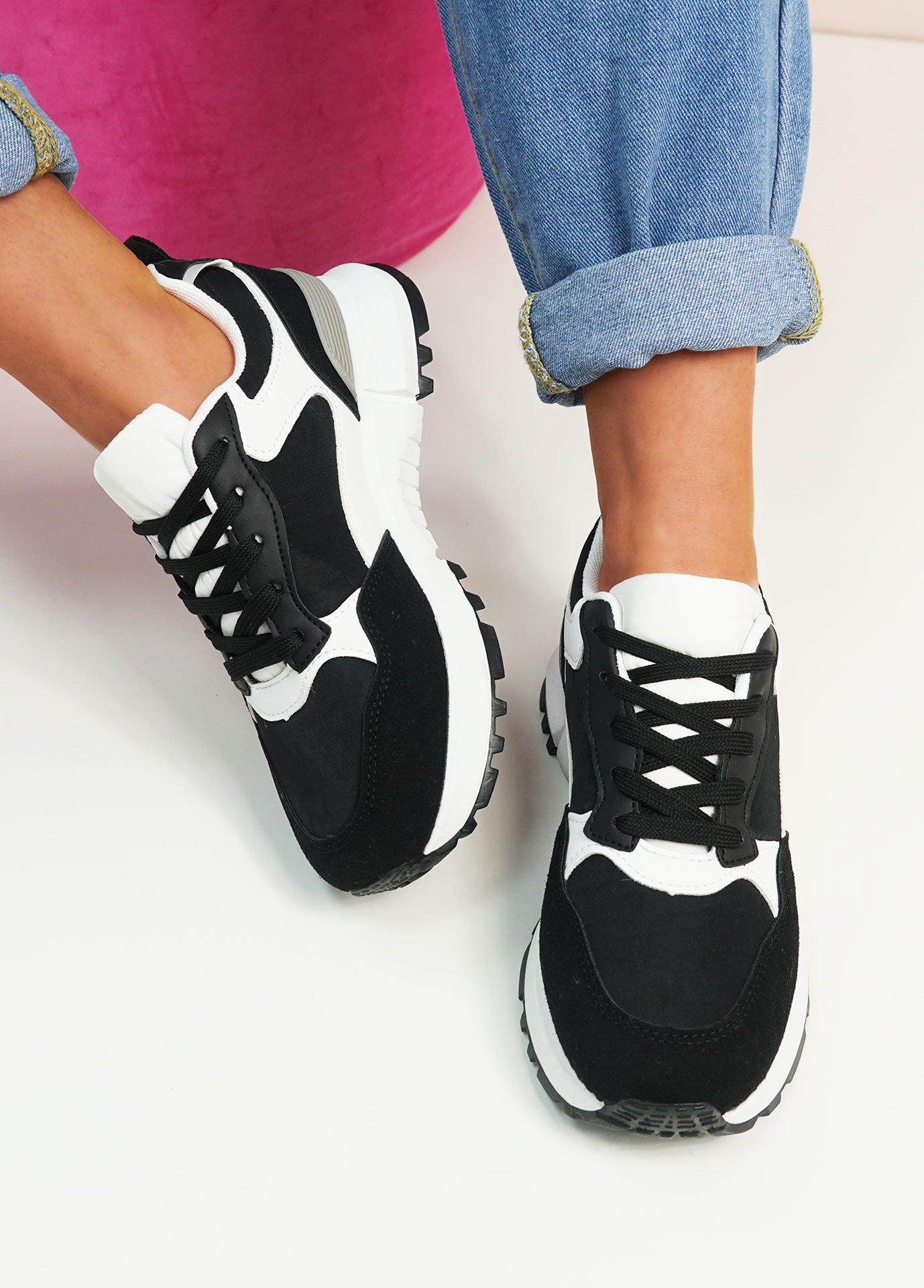 Helena Black Lace Up Trainers
