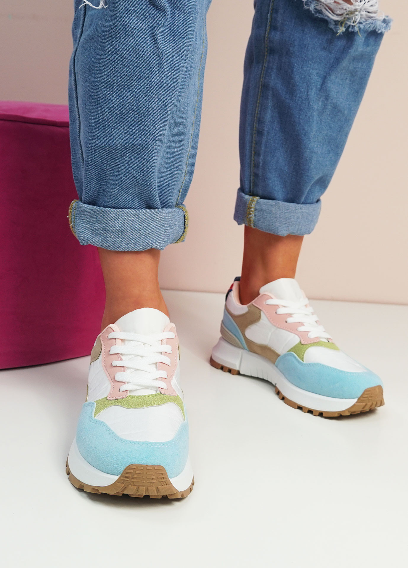 Helena Blue Lace Up Trainers