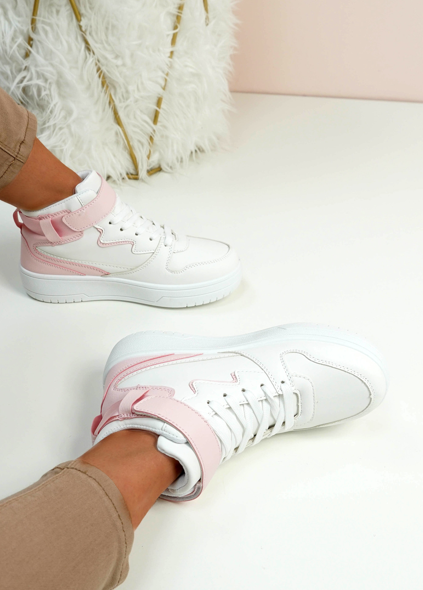 Keira Pink High Top Trainers