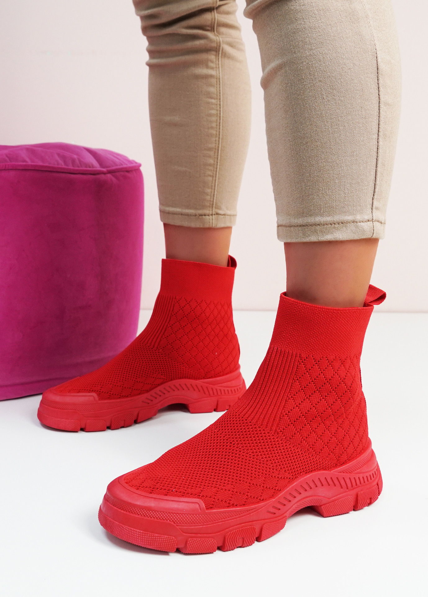 Irma Red Sock Style Trainers