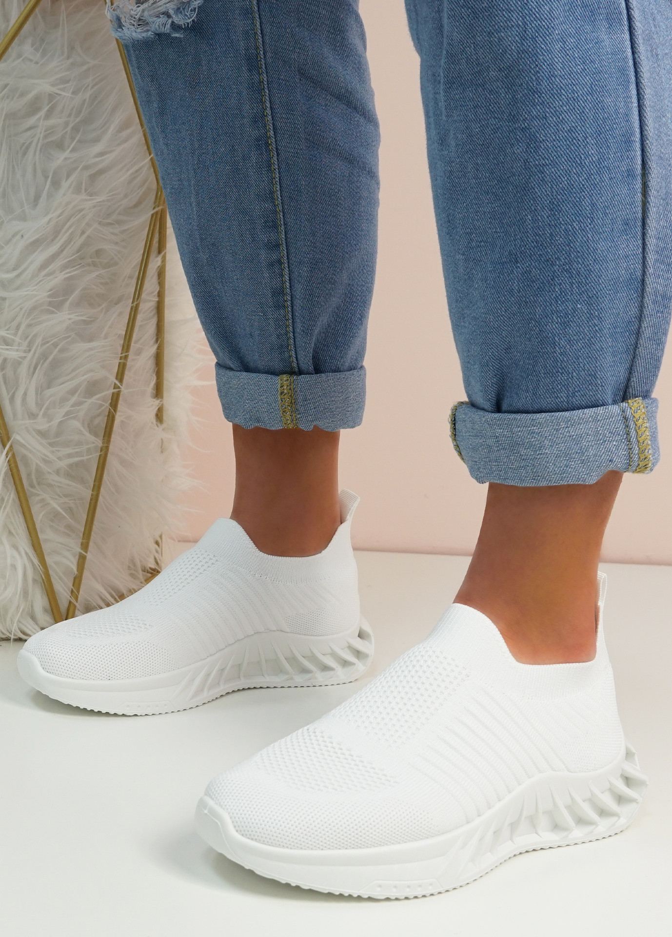 Stacy White Slip On Trainers