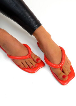 Adalia Red Thong Sandals Sliders