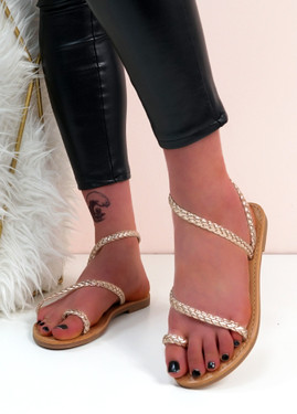 Jera Champagne Flat Sandals