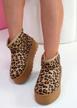 Mazza Leopard Flatform Ankle Boots