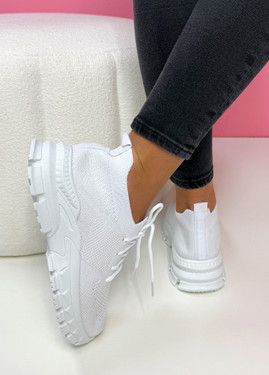 Teddo White Knit Sneakers