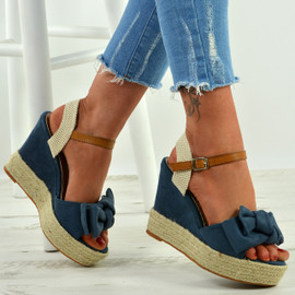 Tatum Blue Wedge Platform Sandals