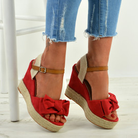 Tatum Red Wedge Platform Sandals
