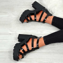 Lana Black Patent Sandals