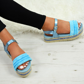 Lya Blue Flatform Sandals