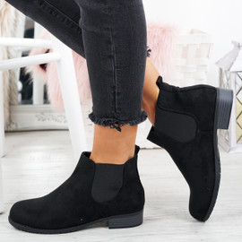 Lenna Black Suede Chelsea Ankle Boots