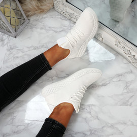 Ligia White Lace Up Trainers