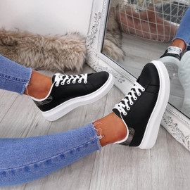 Picma Black Lace Up Trainers