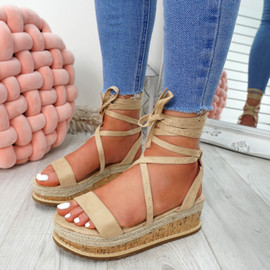 Lezo Apricot Ankle Wrap Sandals