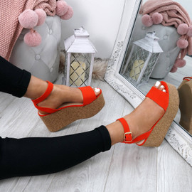 Vaya Orange Wedge Sandals