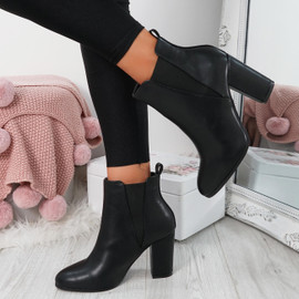 Bedda Black Chelsea Ankle Boots