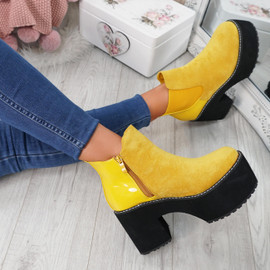 Lummo Yellow Chunky Ankle Boots