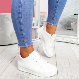 Zowe White Pink Studded Trainers