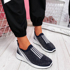 Billy Deep Blue Studded Slip On Trainers