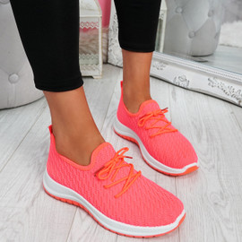 Ligy Fuchsia Knit Lace Up Sneakers