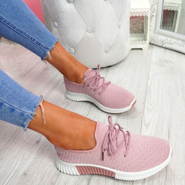 Senny Pink Lace Up Trainers