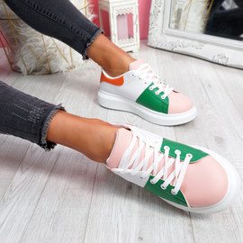 Jumma Pink Lace Up Trainers