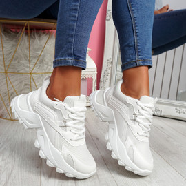 Movy White Pu Chunky Trainers
