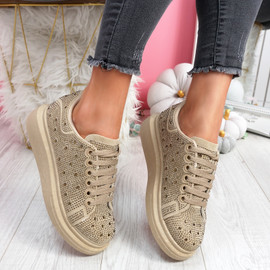 Erry Beige Studded Trainers