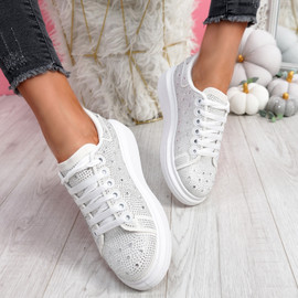 Erry White Studded Trainers