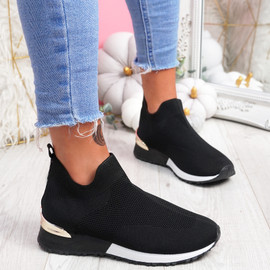 Ritty Black White Knit Sport Trainers