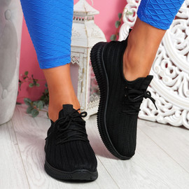 Mizzy Black Knit Sneakers