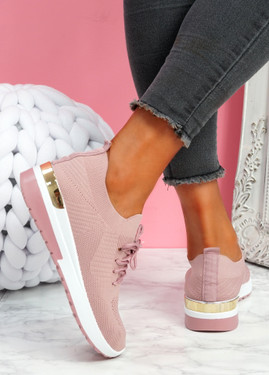 Scopo Pink Knit Lace Sneakers