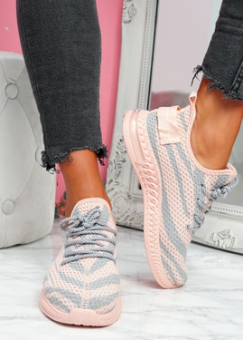 Paga Pink Knit Trainers