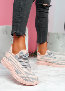 Paga Pink Knit Trainers