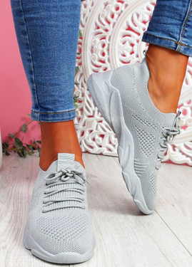 Nilly Grey Chunky Knit Sneakers