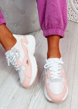 Yusa White Pink Chunky Sneakers