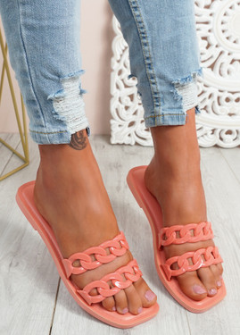 Terry Orange Front Chain Flat Sandals
