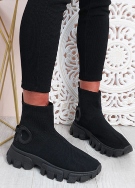 Polly Black Sock Sneakers
