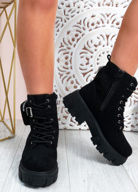 Audrina Black Zip Ankle Boots