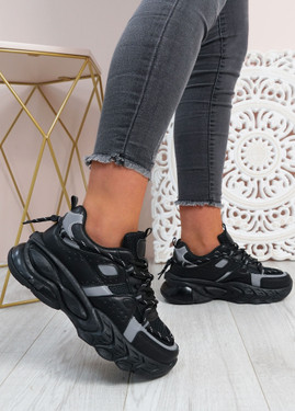 Lucia Black Chunky Trainers