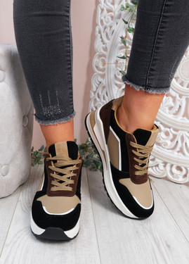Lily Black Wedge Trainers
