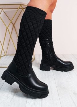 Jamie Black Quilted Boots