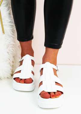 Abbie White Strappy Sandals