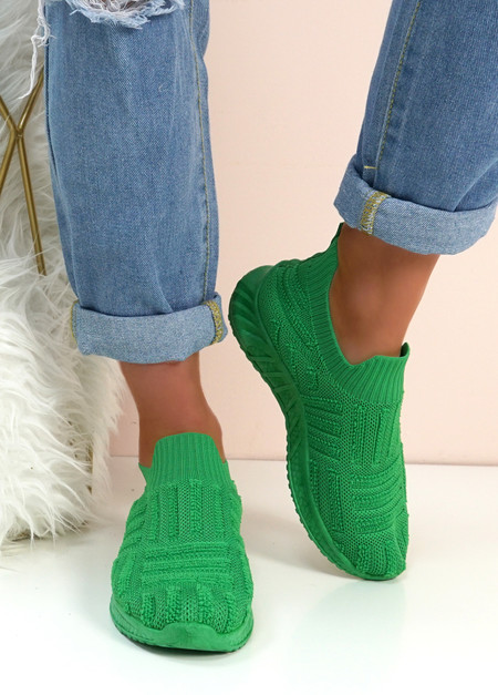 Andrina Grass Green Knit Trainers