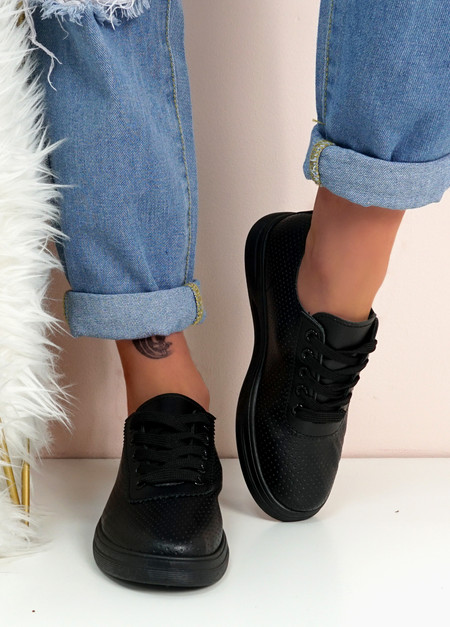 Zoe Black Lace Up Trainers