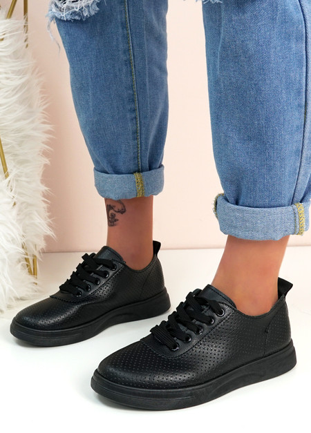 Zoe Black Lace Up Trainers