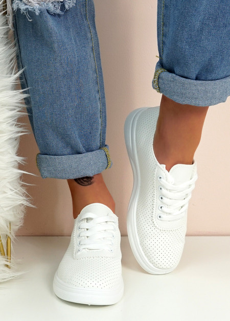 Zoe White Lace Up Trainers