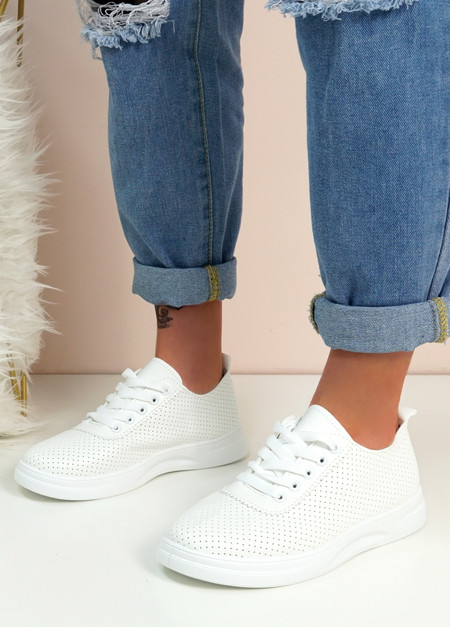 Zoe White Lace Up Trainers