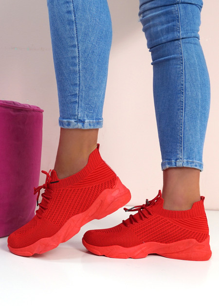 Firy Red Knit Sport Trainers
